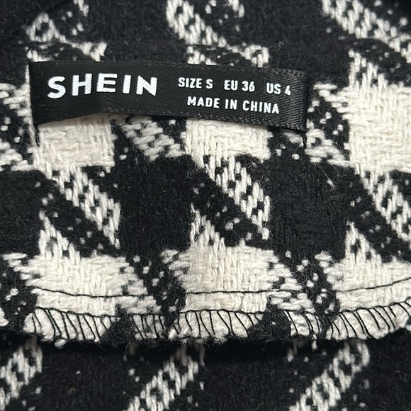 Shein Houndstooth Pattern Belted Tweed Cape Coat Size Small Elegant Fall Trendy - Picture 5 of 11